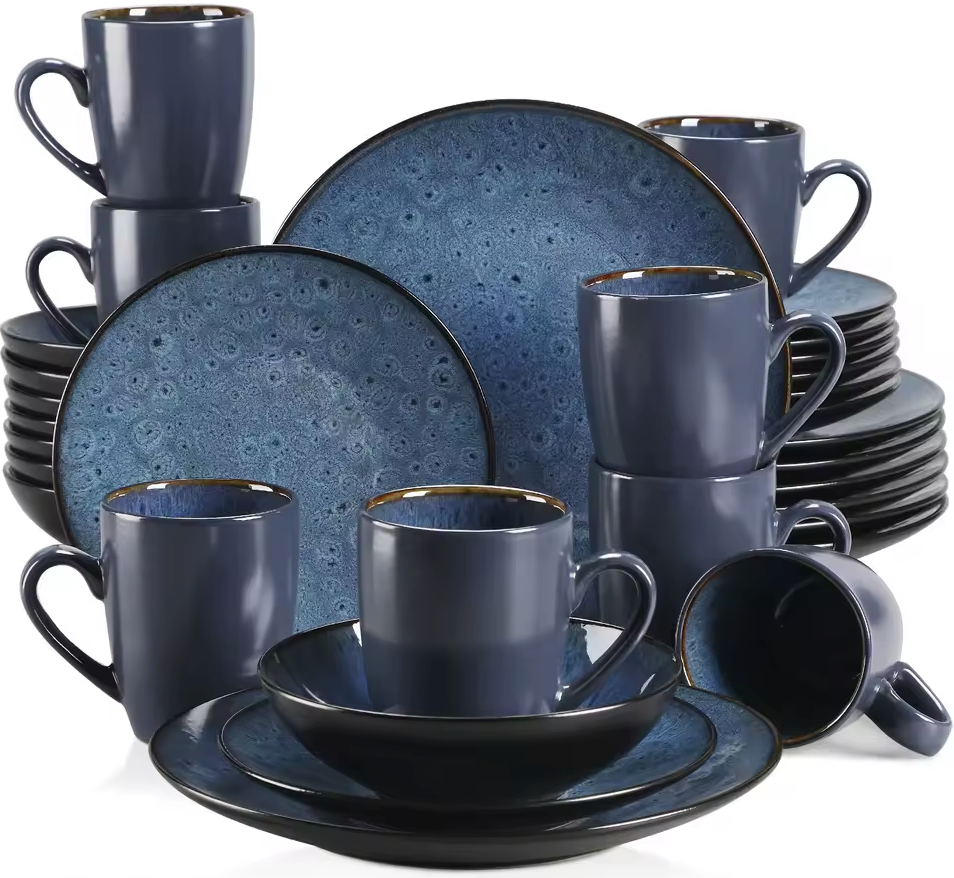 Nordic Stijl Serviesset 16-Delig / 32-Delig / 48-Delig – Keramisch Set Vintage Blauw