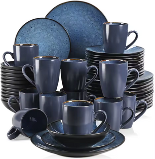 Nordic Stijl Serviesset 16-Delig / 32-Delig / 48-Delig – Keramisch Set Vintage Blauw