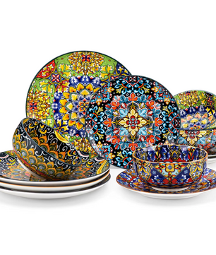 Boheemse Stijl 12-delige Serviesset – Keramisch Servies