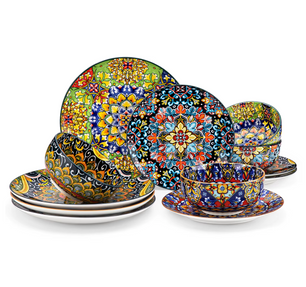 Boheemse Stijl 12-delige Serviesset – Keramisch Servies