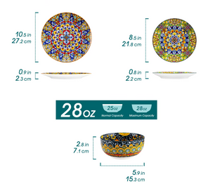 Boheemse Stijl 12-delige Serviesset – Keramisch Servies