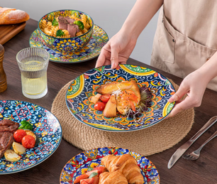 Boheemse Stijl 12-delige Serviesset – Keramisch Servies