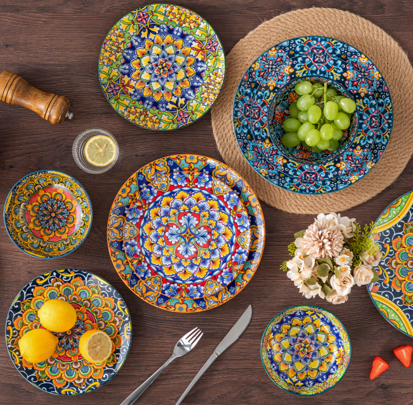 Boheemse Stijl 12-delige Serviesset – Keramisch Servies