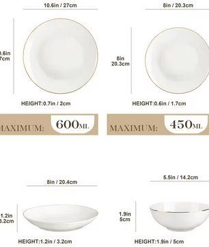 Nordic Witte Porseleinen Serviesset 16/32-Delig - Scandinavisch Design