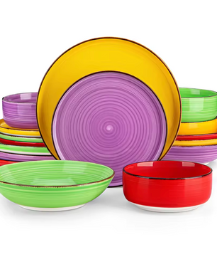 Retro Modern Kleurrijke Stijl Servies Set – 16/32-delige Keramische Borden Set