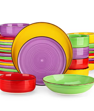 Retro Modern Kleurrijke Stijl Servies Set – 16/32-delige Keramische Borden Set