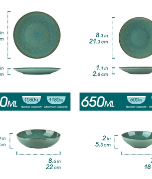 Bauhaus Groen Reliëf Serviesset 16-delige – Keramisch Servies