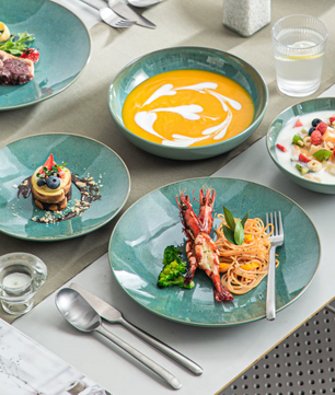 Bauhaus Groen Reliëf Serviesset 16-delige – Keramisch Servies