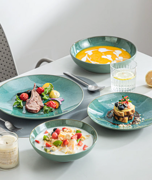 Bauhaus Groen Reliëf Serviesset 16-delige – Keramisch Servies