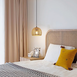 Boho Rotan Plafondlamp – Handgeweven Papieren Touwkap