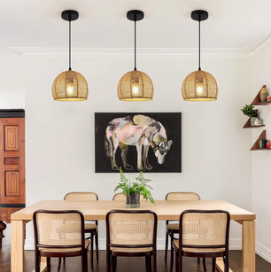 Boho Rotan Plafondlamp – Handgeweven Papieren Touwkap