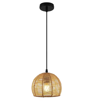 Boho Rotan Plafondlamp – Handgeweven Papieren Touwkap