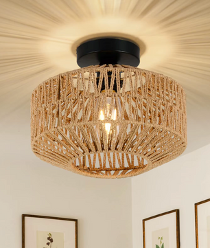 Handgemaakte Rotan Plafondlamp – Klassieke Stijl