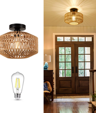 Handgemaakte Rotan Plafondlamp – Klassieke Stijl