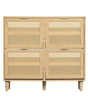 Rotan Houten Schoenenkast met 4 Lades – 100x25x90cm