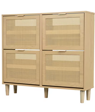 Rotan Houten Schoenenkast met 4 Lades – 100x25x90cm
