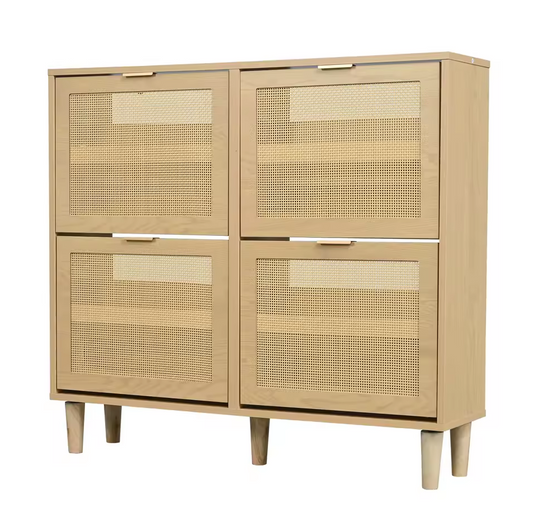 Rotan Houten Schoenenkast met 4 Lades – 100x25x90cm