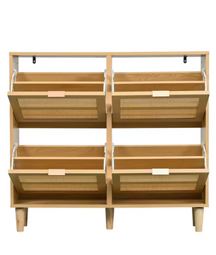 Rotan Houten Schoenenkast met 4 Lades – 100x25x90cm