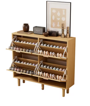 Rotan Houten Schoenenkast met 4 Lades – 100x25x90cm