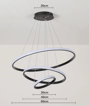 Lumi Moderne 3-Ring Dimbare Hanglamp – Zwart Aluminium
