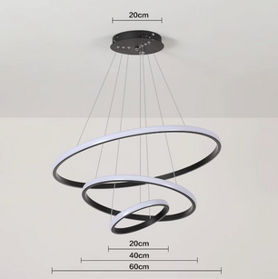Lumi Moderne 3-Ring Dimbare Hanglamp – Zwart Aluminium