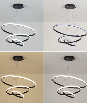 Lumi Moderne 3-Ring Dimbare Hanglamp – Zwart Aluminium