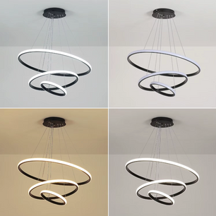 Lumi Moderne 3-Ring Dimbare Hanglamp – Zwart Aluminium