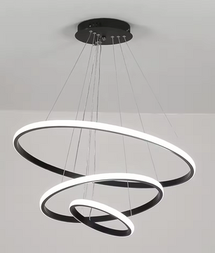 Lumi Moderne 3-Ring Dimbare Hanglamp – Zwart Aluminium