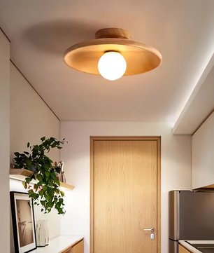 Nordic Houten Plafondlamp – Rond Design | Diameter van 18/28cm