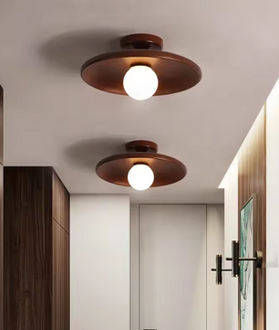 Nordic Houten Plafondlamp – Rond Design | Diameter van 18/28cm