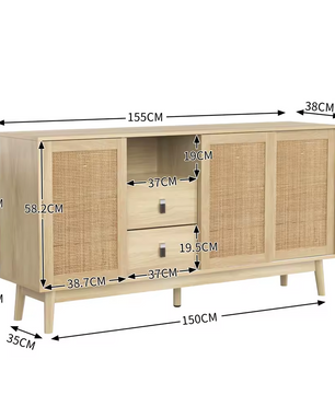 Rotan Dressoir – 155x38x80 cm | Houtlook & Rotan