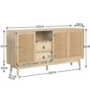 Rotan Dressoir – 155x38x80 cm | Houtlook & Rotan