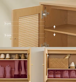 Rotan Garderobe Schoenenkast 3-Laags – Verstelbaar