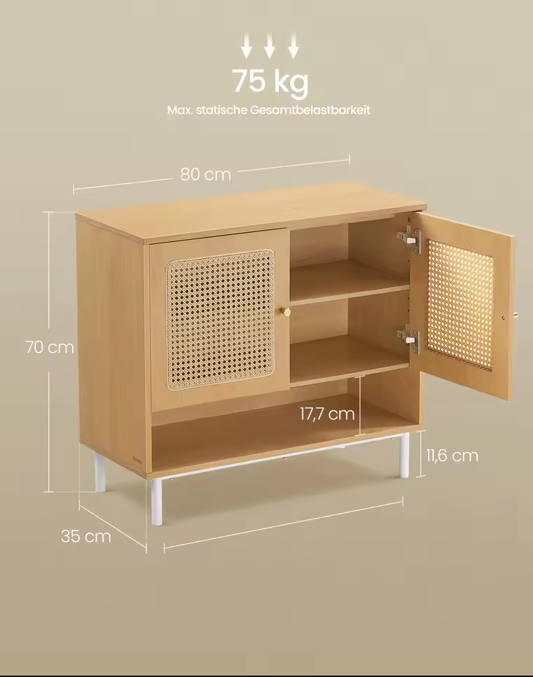 Rotan Garderobe Schoenenkast 3-Laags – Verstelbaar