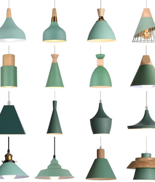 Groene Scandinavische Hanglamp – Aluminium & Hout Design – Verstelbaar E27