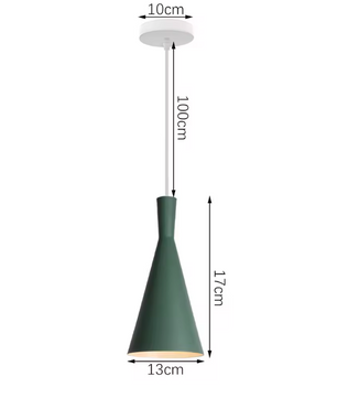Groene Scandinavische Hanglamp – Aluminium & Hout Design – Verstelbaar E27