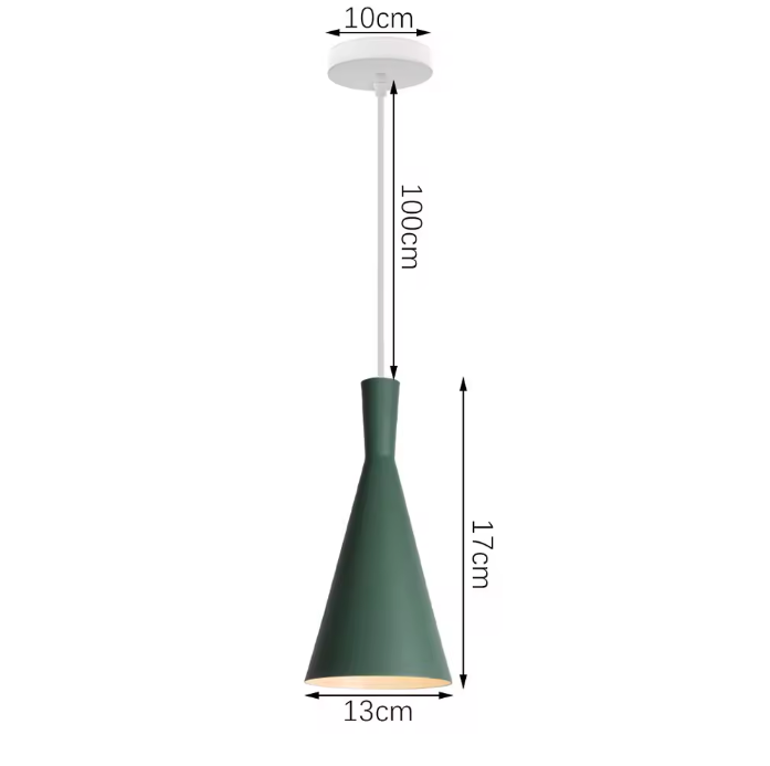 Groene Scandinavische Hanglamp – Aluminium & Hout Design – Verstelbaar E27