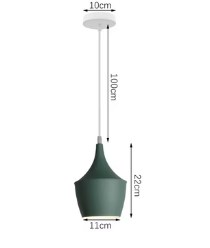 Groene Scandinavische Hanglamp – Aluminium & Hout Design – Verstelbaar E27