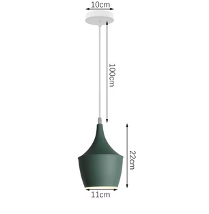 Groene Scandinavische Hanglamp – Aluminium & Hout Design – Verstelbaar E27