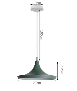 Groene Scandinavische Hanglamp – Aluminium & Hout Design – Verstelbaar E27