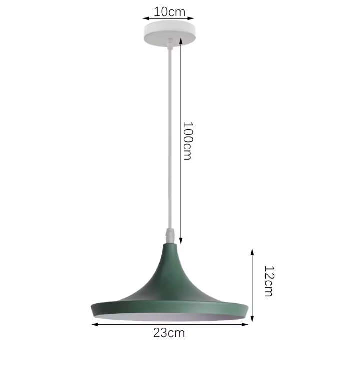 Groene Scandinavische Hanglamp – Aluminium & Hout Design – Verstelbaar E27