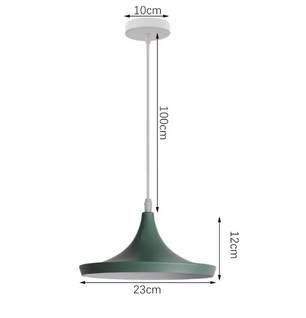 Groene Scandinavische Hanglamp – Aluminium & Hout Design – Verstelbaar E27