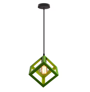 Groene Scandinavische Hanglamp – Aluminium & Hout Design – Verstelbaar E27