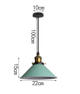 Groene Scandinavische Hanglamp – Aluminium & Hout Design – Verstelbaar E27