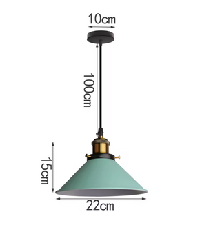 Groene Scandinavische Hanglamp – Aluminium & Hout Design – Verstelbaar E27