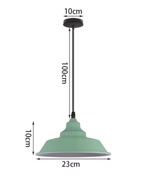 Groene Scandinavische Hanglamp – Aluminium & Hout Design – Verstelbaar E27