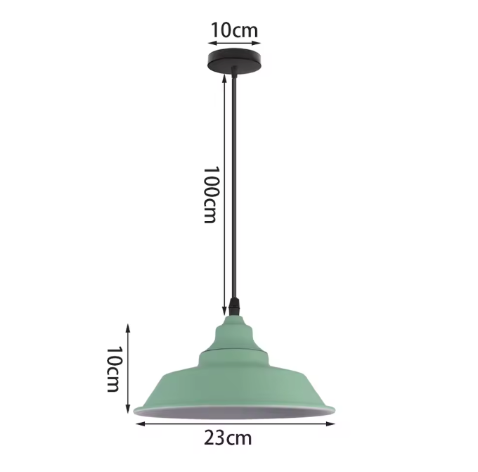 Groene Scandinavische Hanglamp – Aluminium & Hout Design – Verstelbaar E27