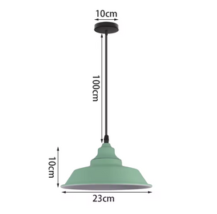 Groene Scandinavische Hanglamp – Aluminium & Hout Design – Verstelbaar E27
