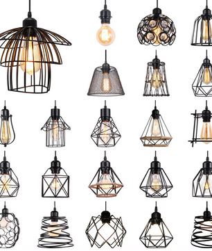 Retro Industriële Hanglamp – Zwart Ijzer E27 Geometrisch Design