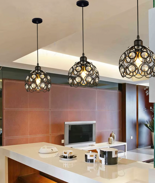 Retro Industriële Hanglamp – Zwart Ijzer E27 Geometrisch Design